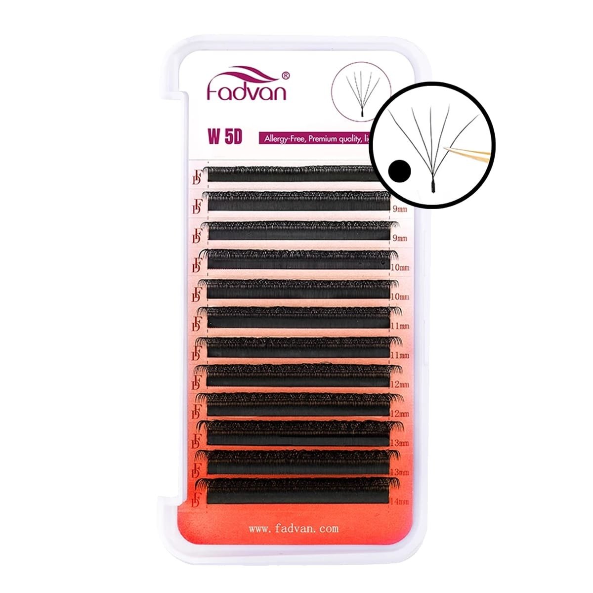 Fadvan 5D W 0.07D extensão de cílios - caixinha mix 8 a 14m