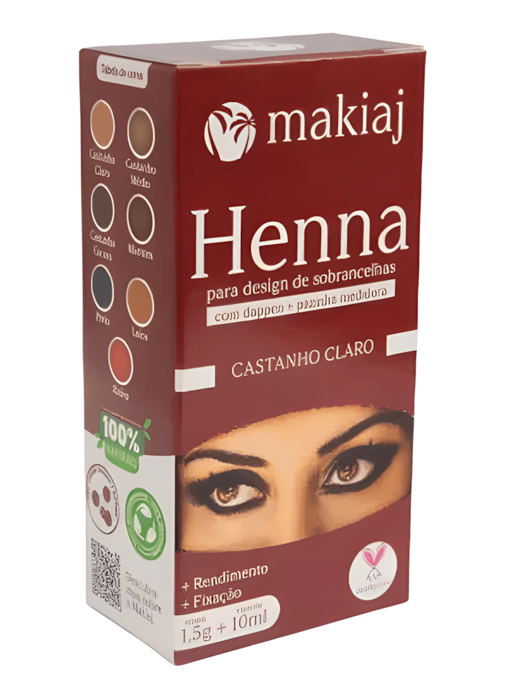 Henna Makiaj para Sobrancelhas - 1,5gr + Fixador - COR CASTANHO CLARO