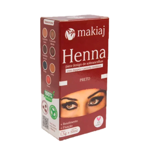 Henna Makiaj para Sobrancelhas - 1,5gr + Fixador - COR PRETO