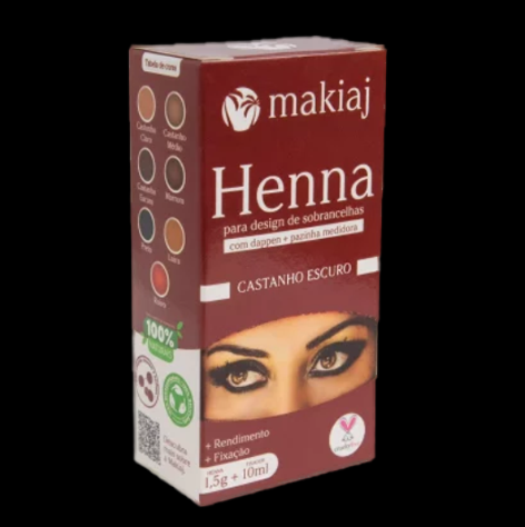 Henna Makiaj para Sobrancelhas - 1,5gr + Fixador - COR CASTANHO ESCURO