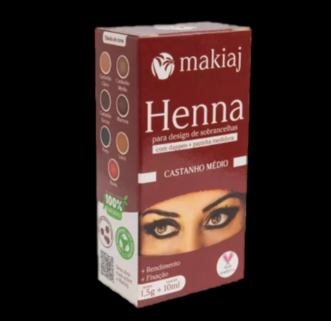 Henna Makiaj para Sobrancelhas - 1,5gr + Fixador - COR CASTANHO MÉDIO
