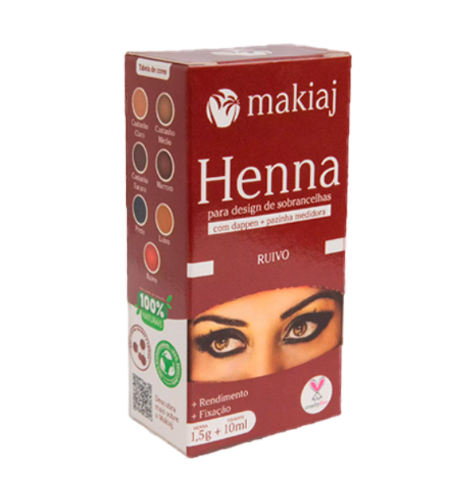 Henna Makiaj para Sobrancelhas - 1,5gr + Fixador - COR RUIVO